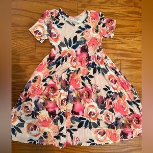 Posh Peanut Dusk Rose short sleeve twirl dress size 4T